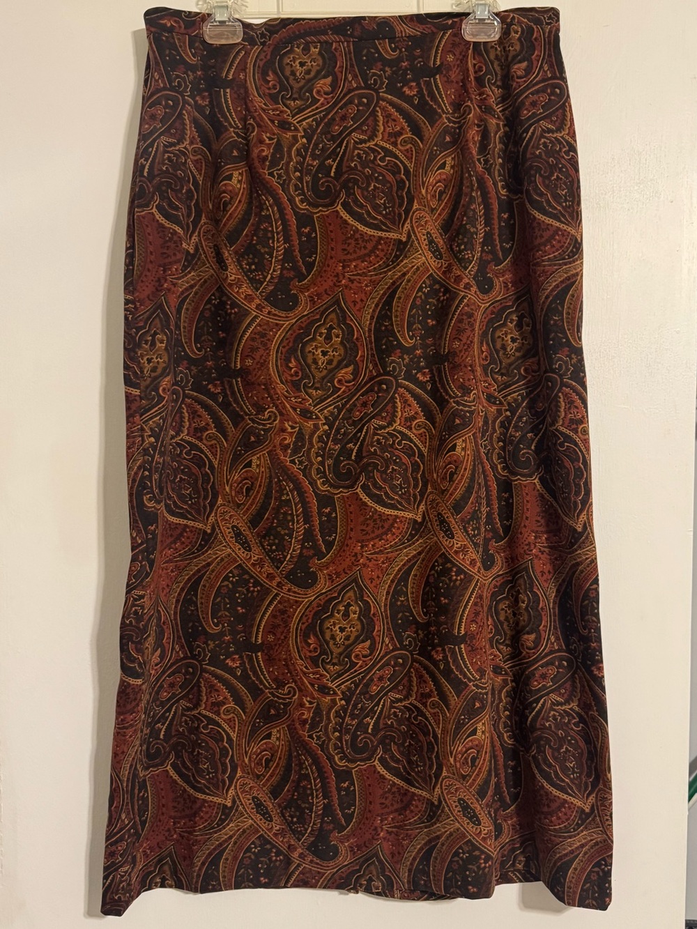 Notations Paisley Midi Skirt in Brown and Rust